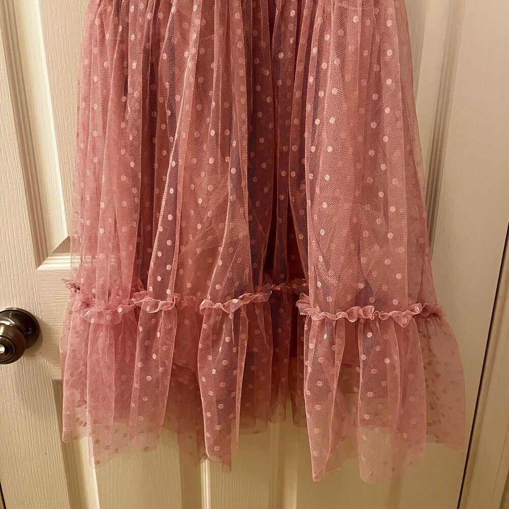 Joyfolie Mia Joy Leila Tulle Dress in Mauve Pink Polka Dots Girls Size 10 NWT - Picture 4 of 13